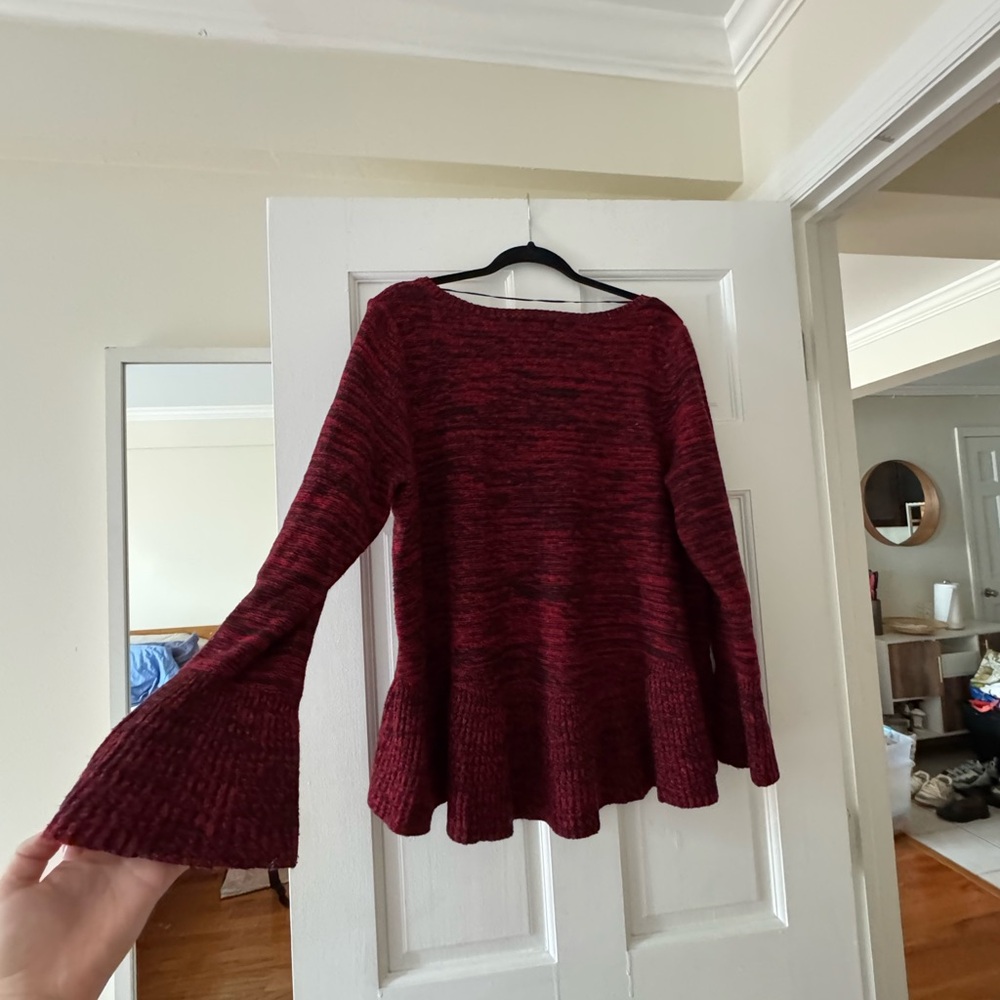 Style & Co Red Crew Neck Sweater with Relaxed Fit